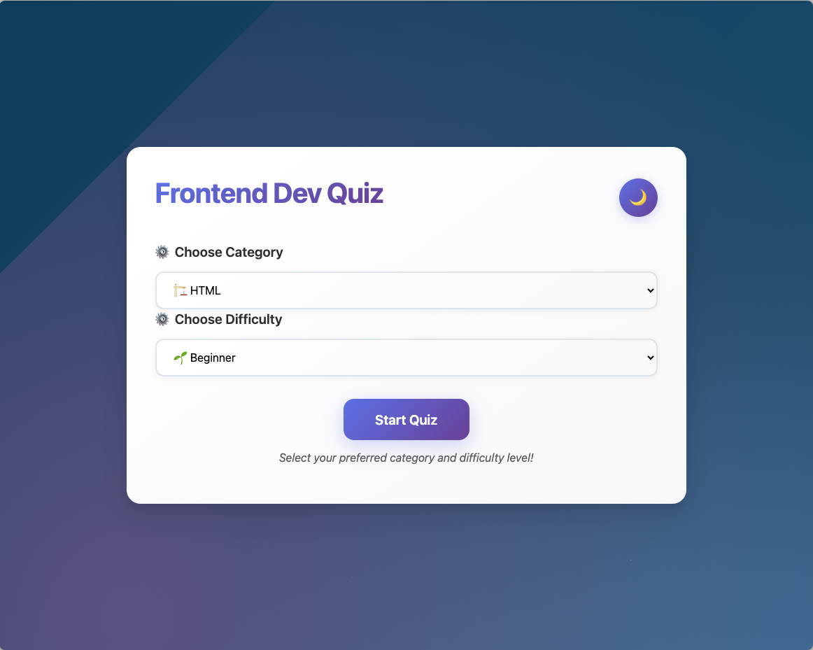 Frontend Dev Quiz Screenshot