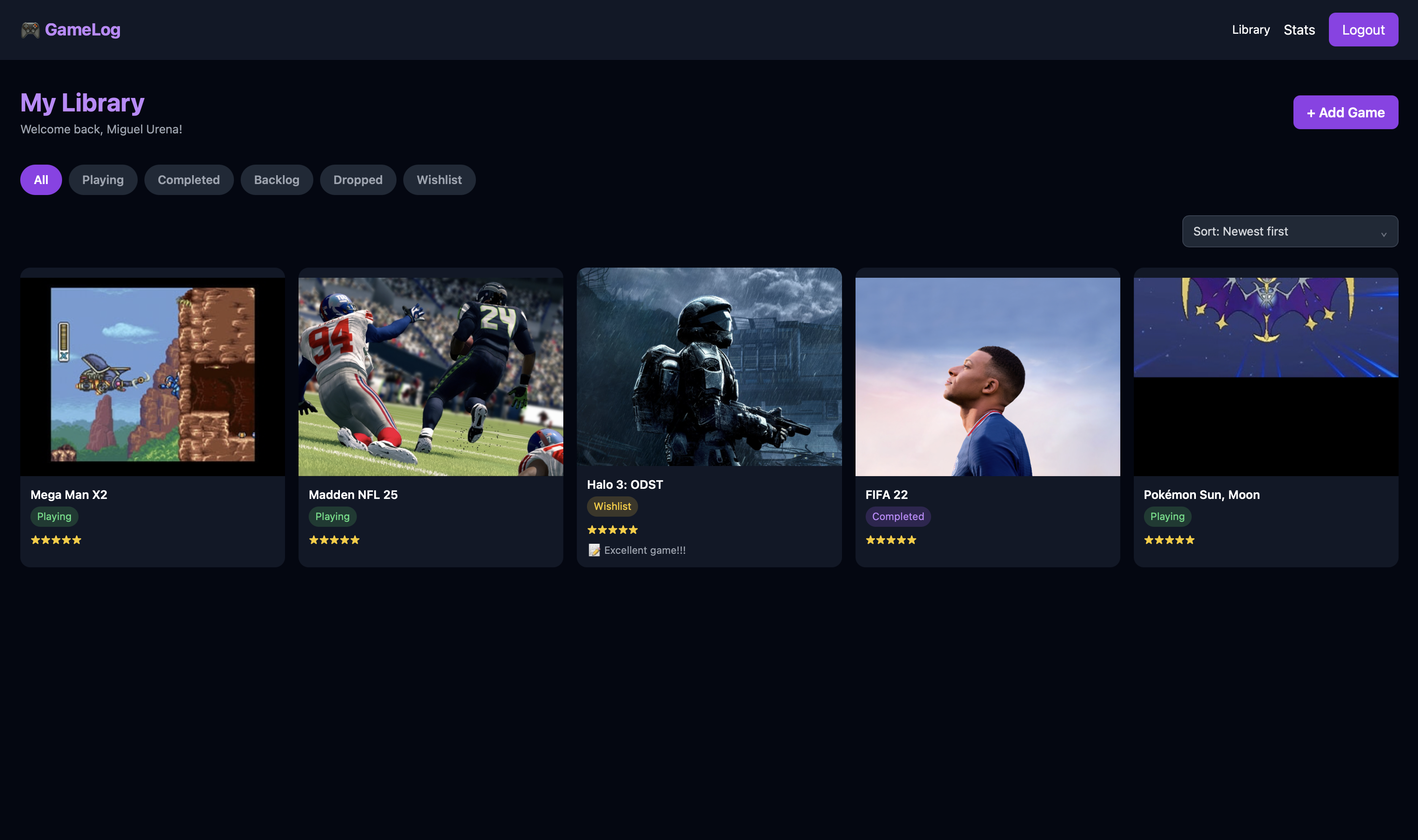 GameLog - Game Backlog Tracker Screenshot