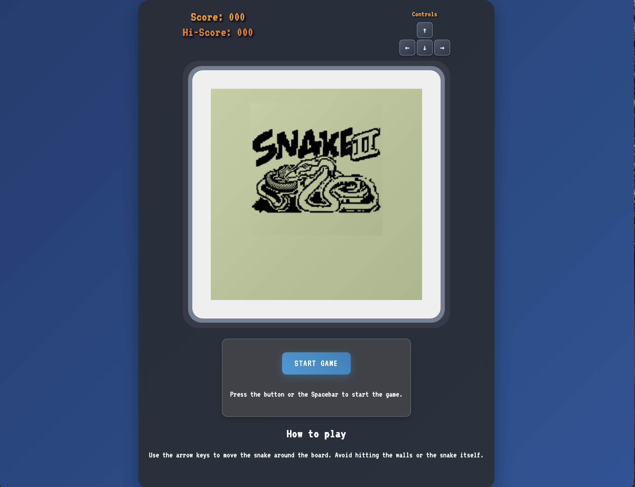 Snake Web Game JS Screenshot
