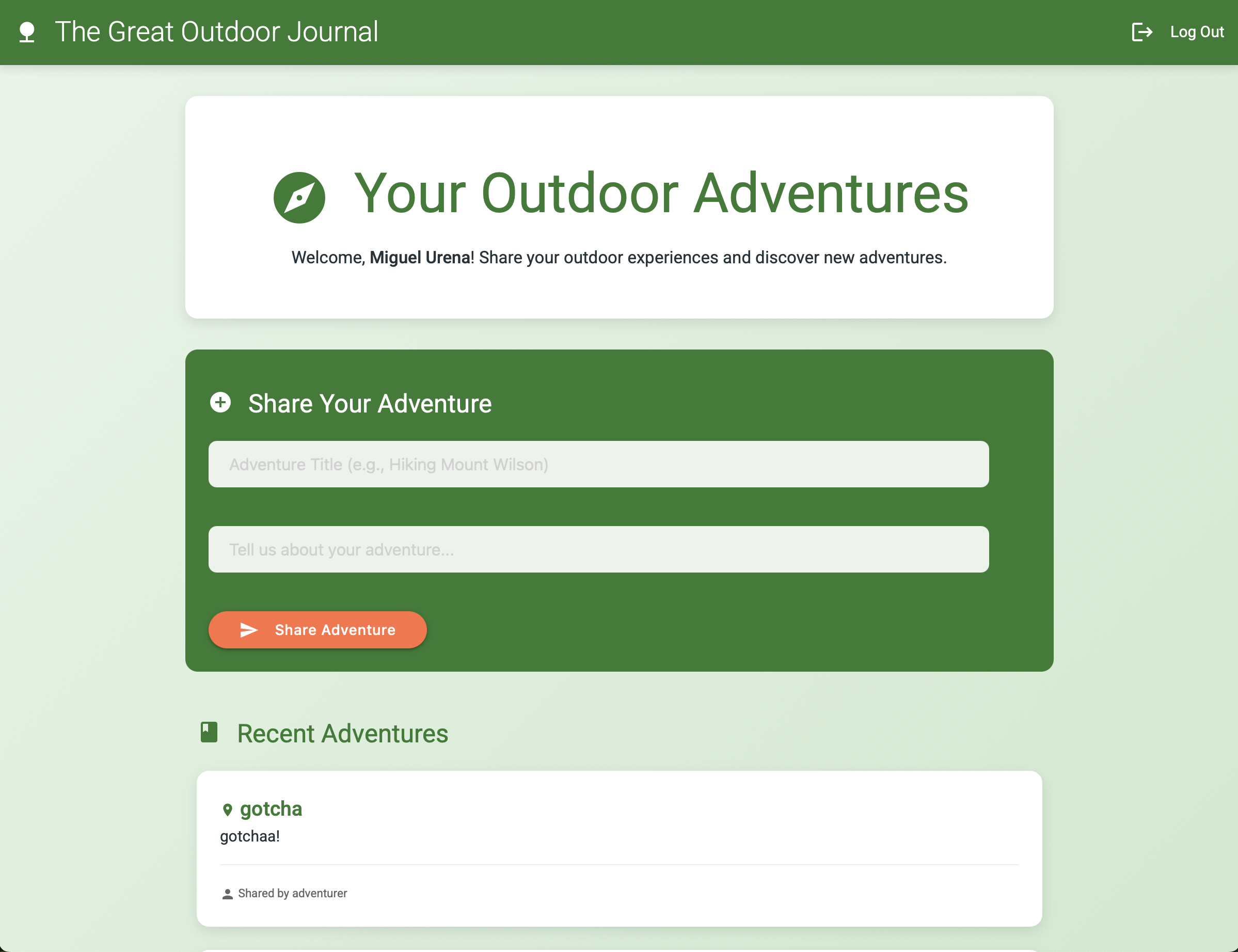 The Great Outdoor Journal Screenshot